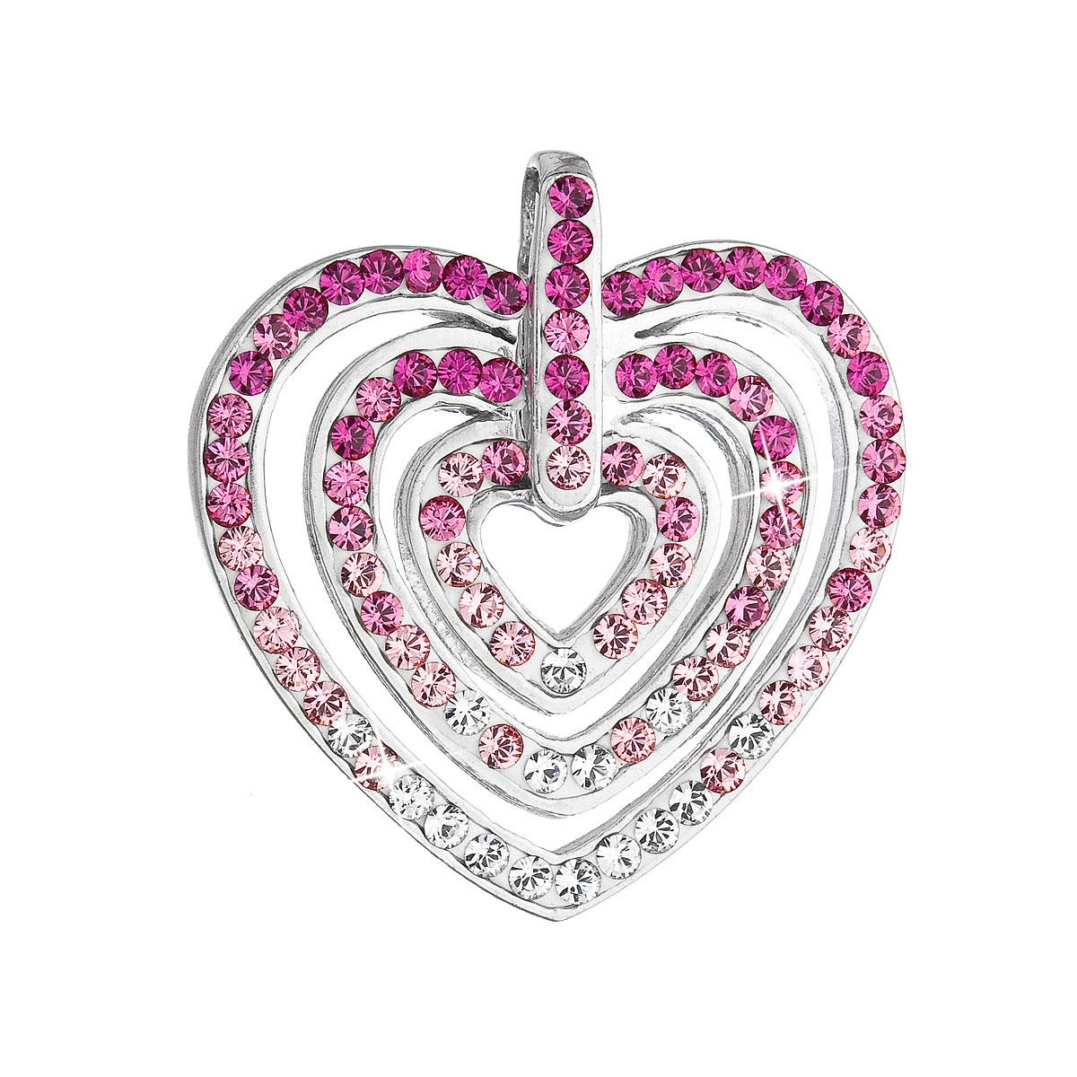 Strieborný prívesok srdce s kameňmi Crystals from Swarovski ® ROSE