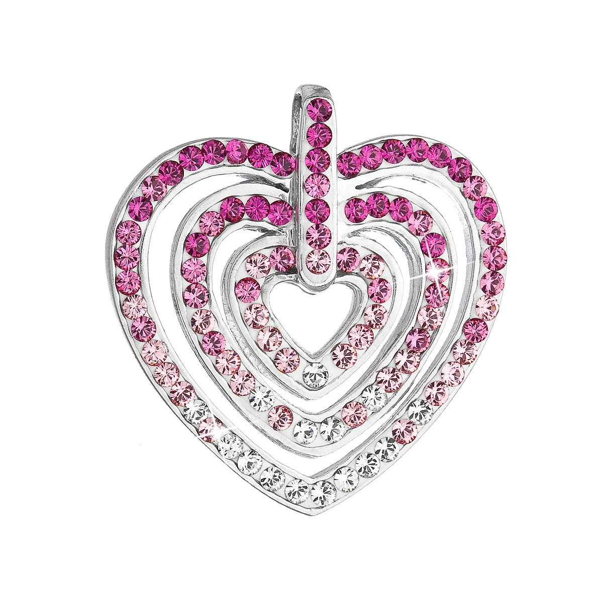 Strieborný prívesok srdce s kameňmi Crystals from Swarovski ® ROSE