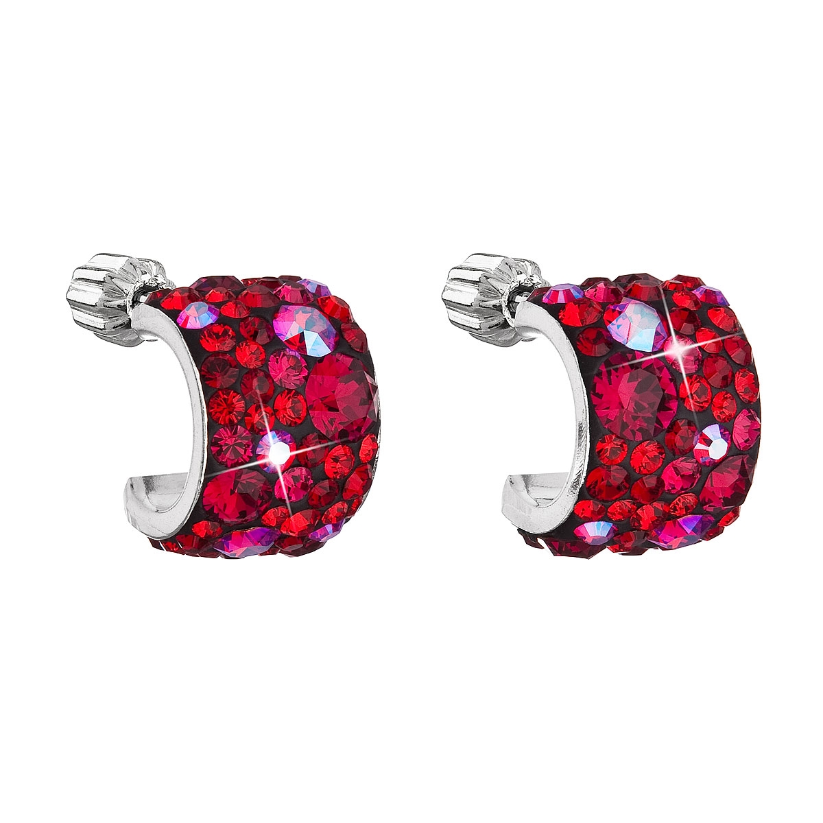 EVOLUTION GROUP CZ Stříbrné náušnice půlkruh s kameny Crystals from Swarovski® CHERRY - 31280.3 cherry