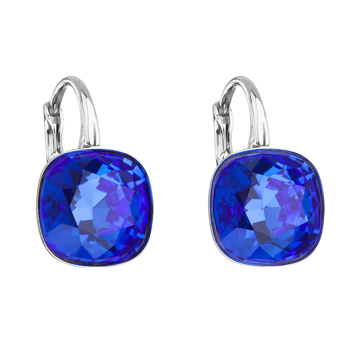 Strieborné náušnice s kameňmi Crystals from Swarovski ® MAJESTIC BLUE