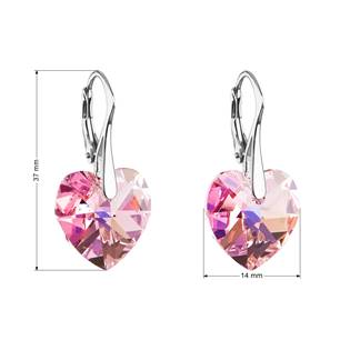 EG2019-LR Stříbrné náušnice srdce Crystals from Swarovski®, LIGHT ROSE