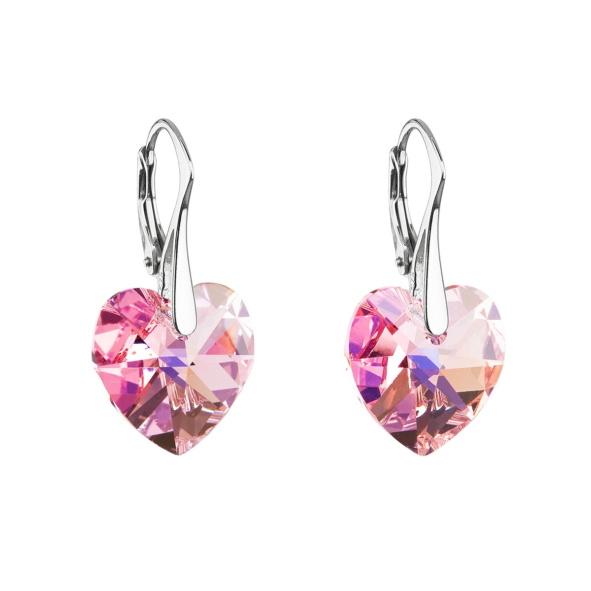 EVOLUTION GROUP CZ Stříbrné náušnice srdce Crystals from Swarovski®, LIGHT ROSE - 31012.4 light rose AB