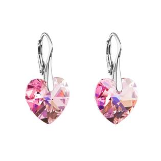 Stříbrné náušnice srdce Crystals from Swarovski®, LIGHT ROSE