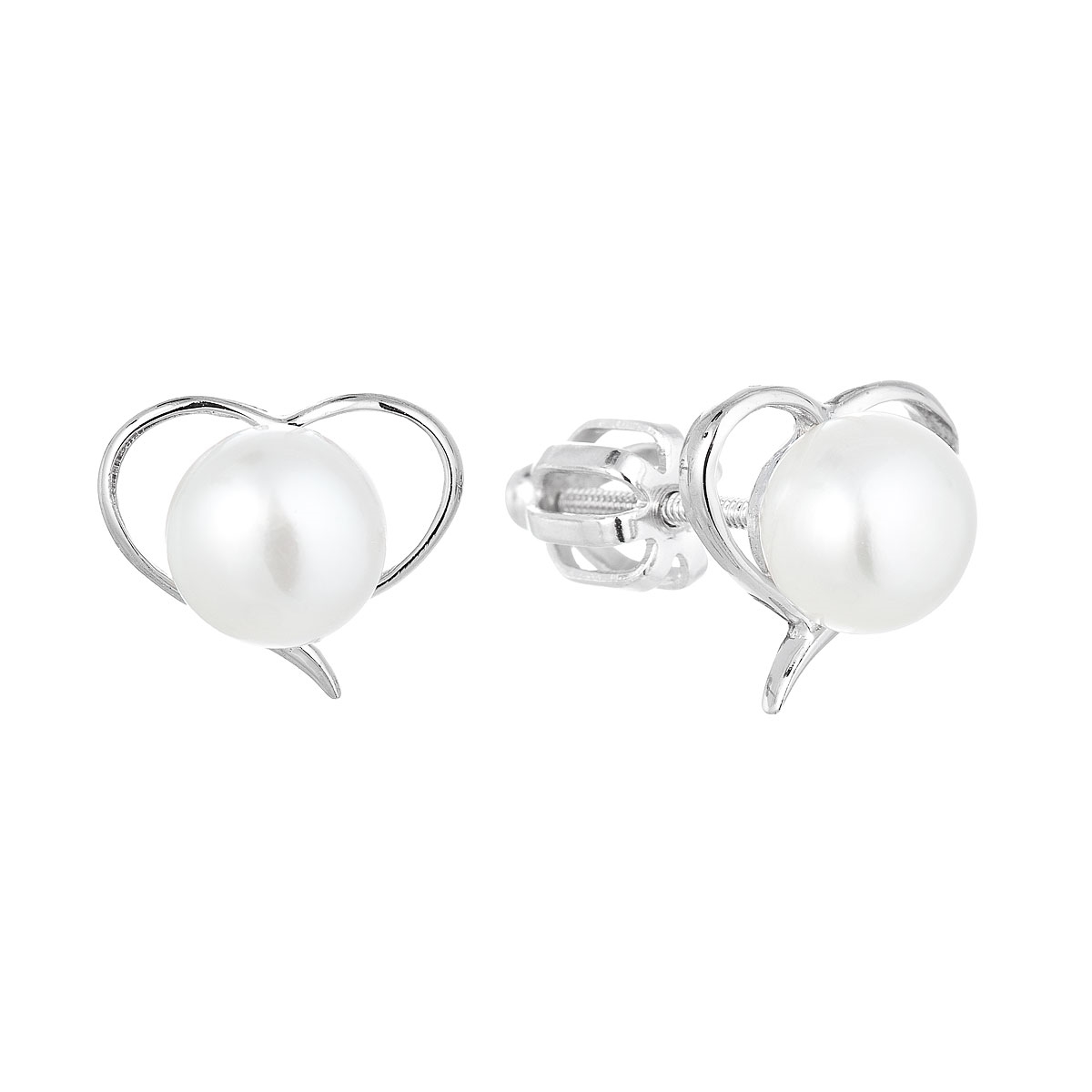 Strieborné náušnice s bielou riečnou perlou