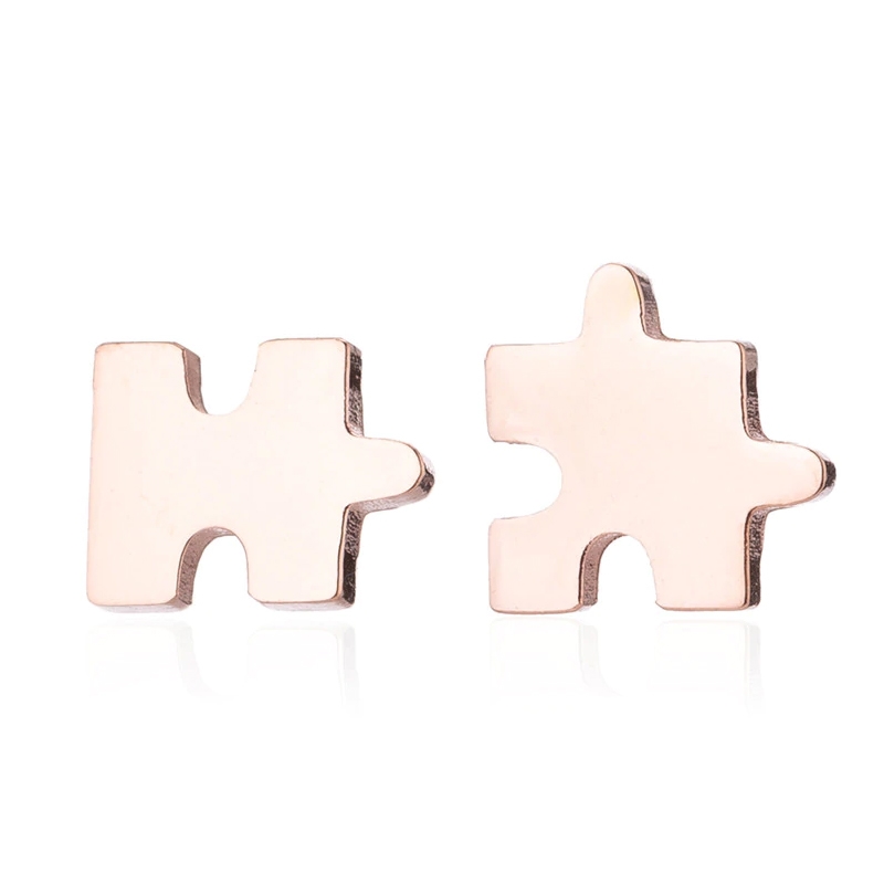 Pozlátené oceľové náušnice PUZZLE