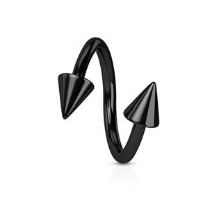 Piercing spirála černá 1,2 x 10 mm