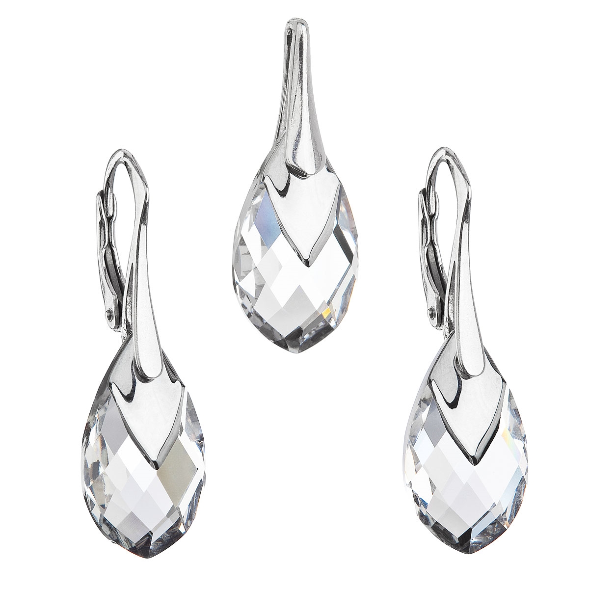 Súprava strieborných šperkov kamene s Crystals from Swarovski ® CRYSTAL