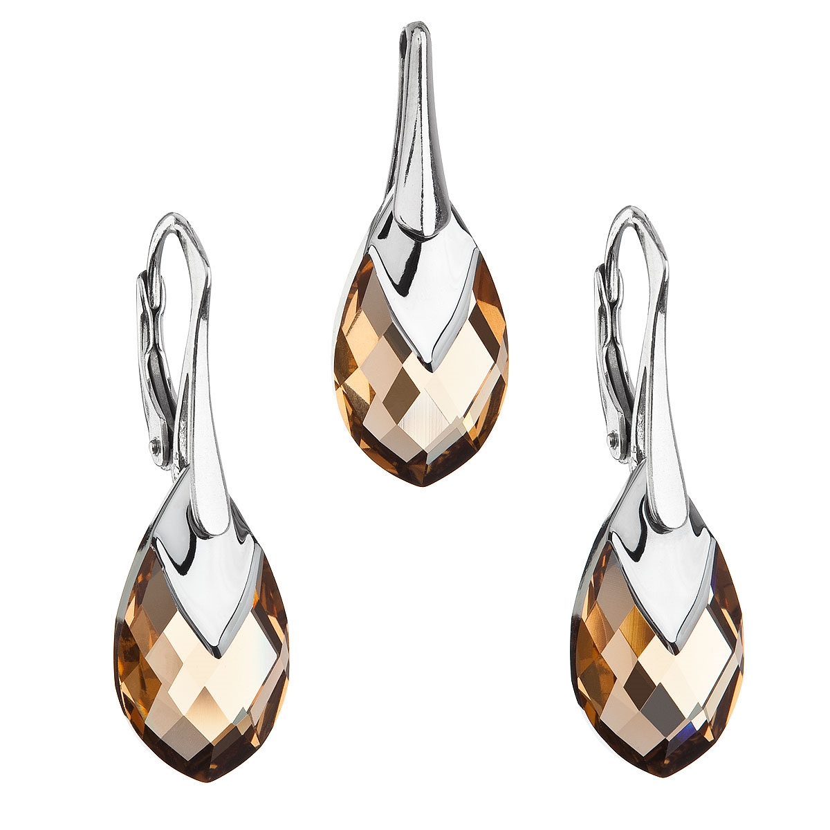 Súprava strieborných šperkov kamene s Crystals from Swarovski ® LIGHT COLORADO