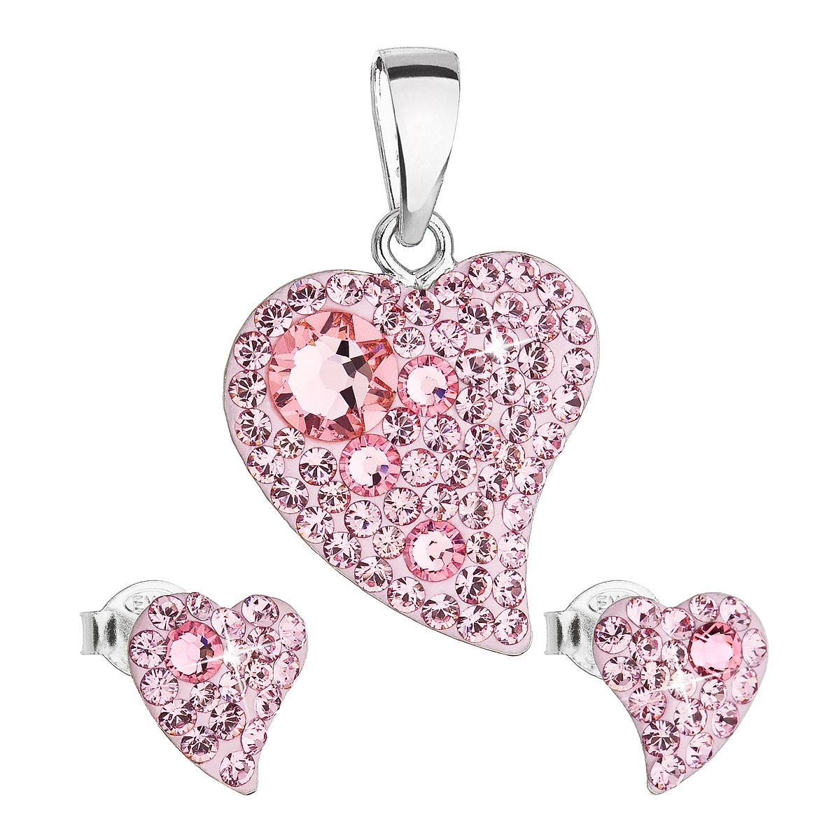 Sada šperkov s kryštálmi Swarovski náušnice a prívesok ružová srdce 39170.3