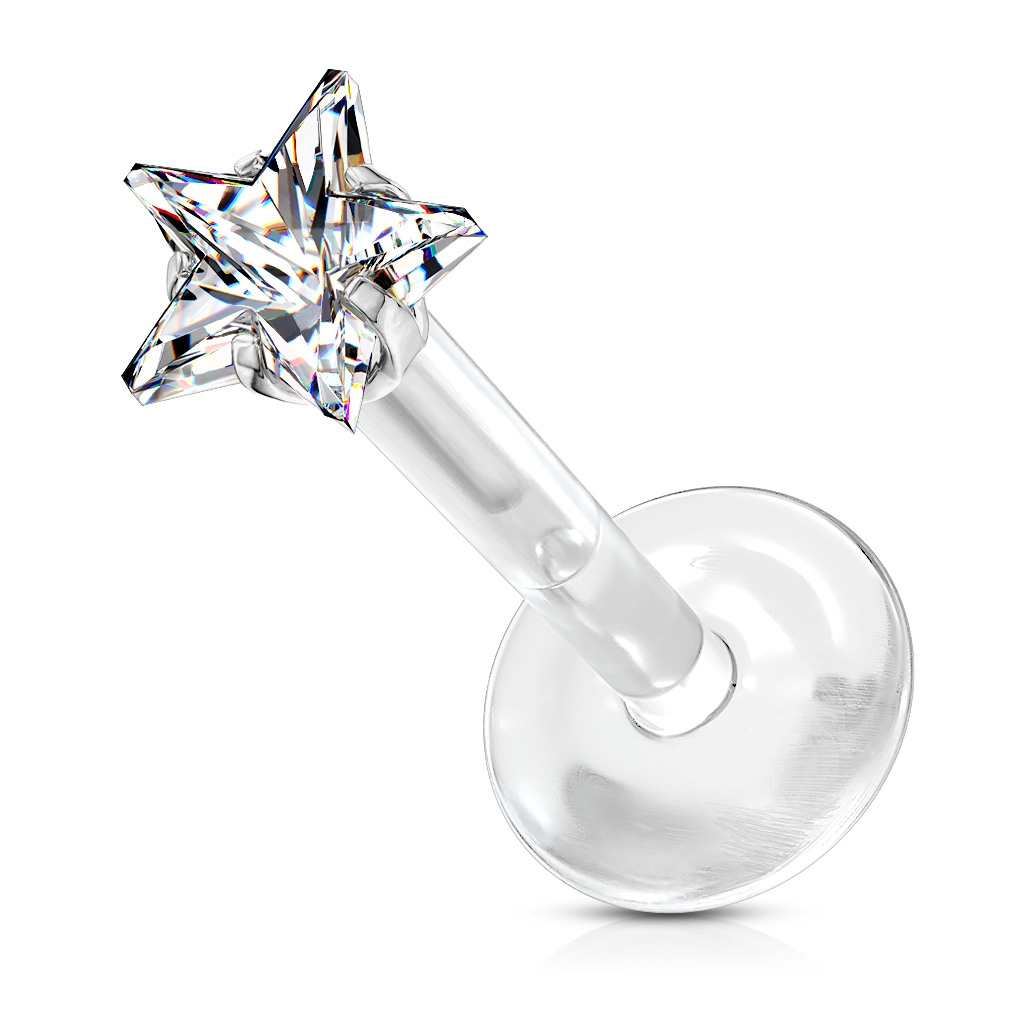 Šperky4U BioFlex piercing do brady 1,2 x 6 mm, hvězdička - LB0030C-1206