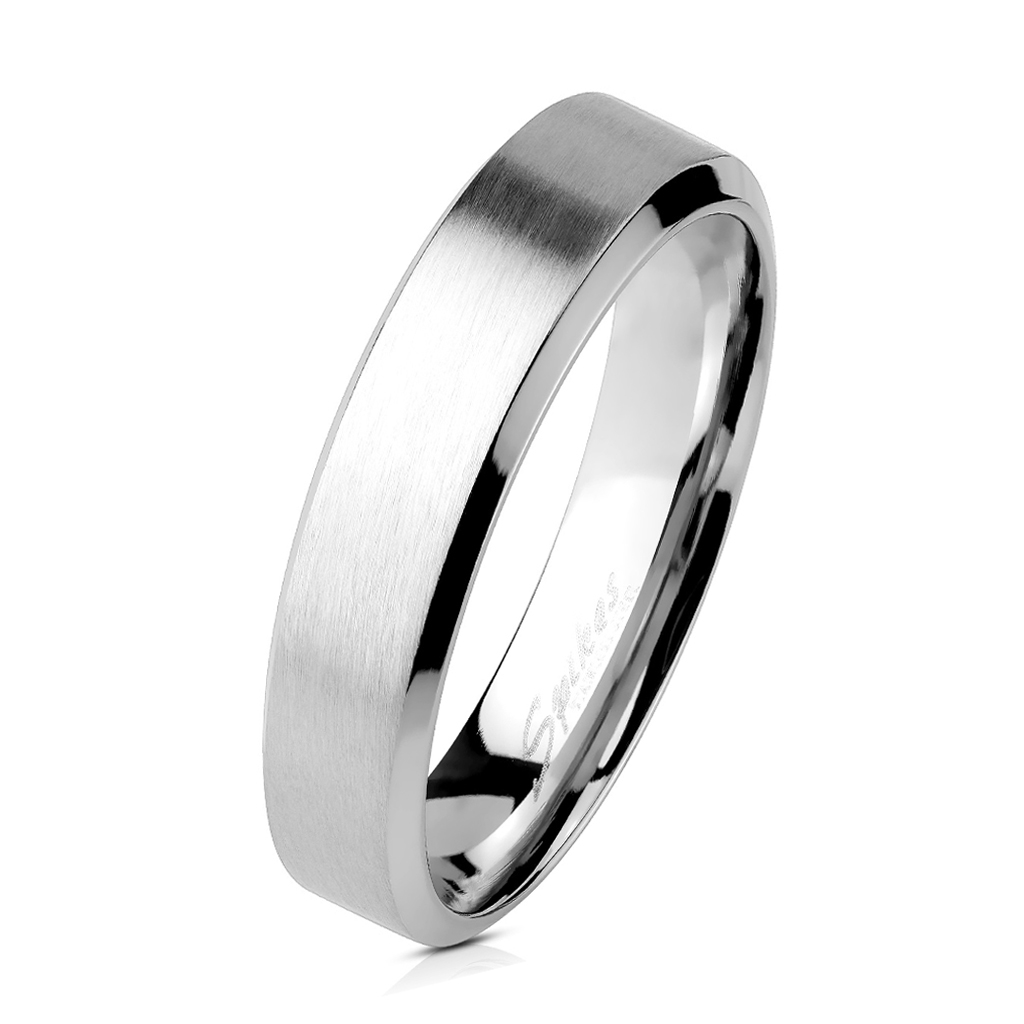 Spikes USA Ocelový prsten matný, šíře 4 mm - velikost 49 - OPR1393-4-49