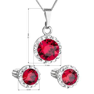 EG3183-R Sada šperků s krystaly Swarovski náušnice, řetízek a přívěsek, Ruby
