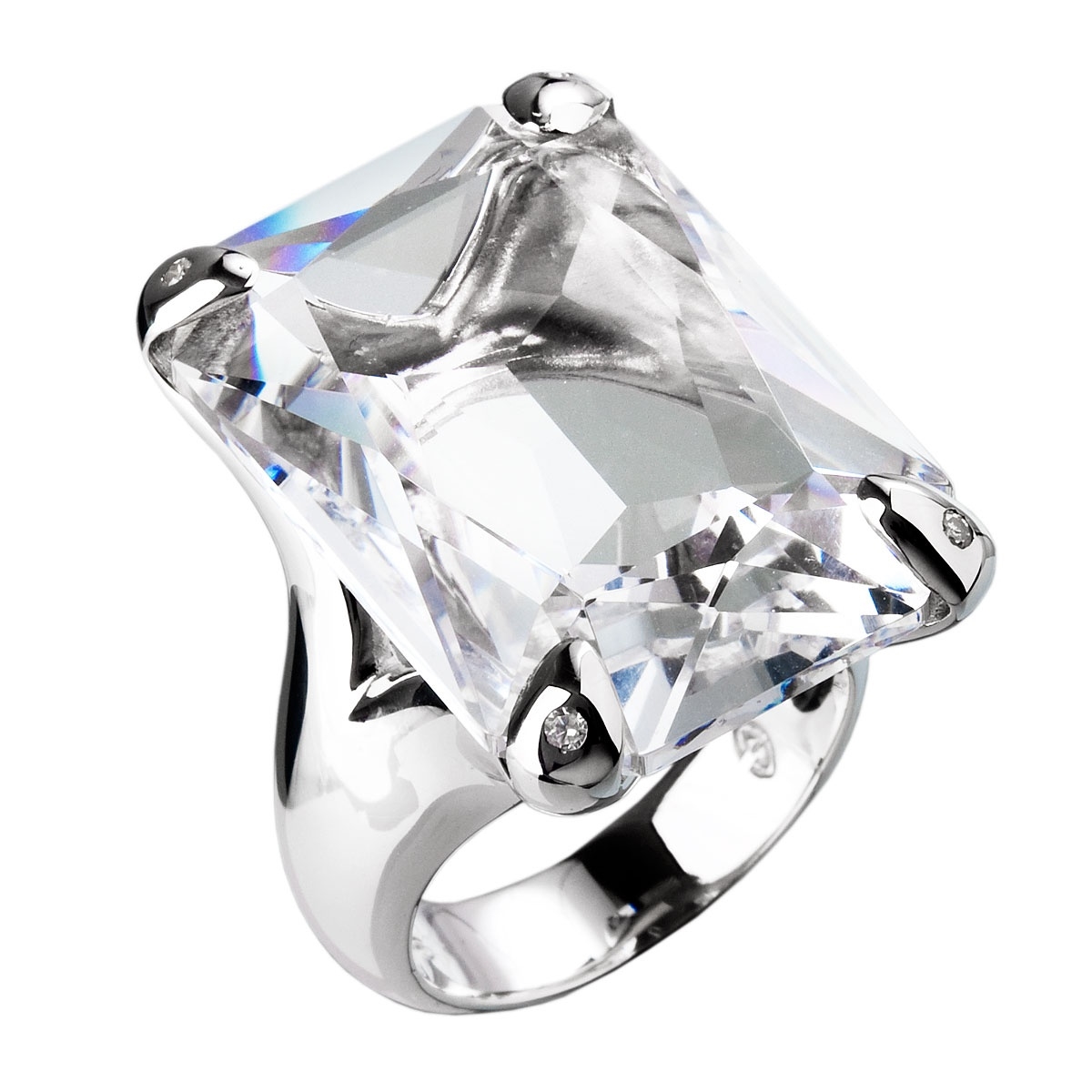 Strieborný prsteň Crystals from Swarovski ®, veľ: 54