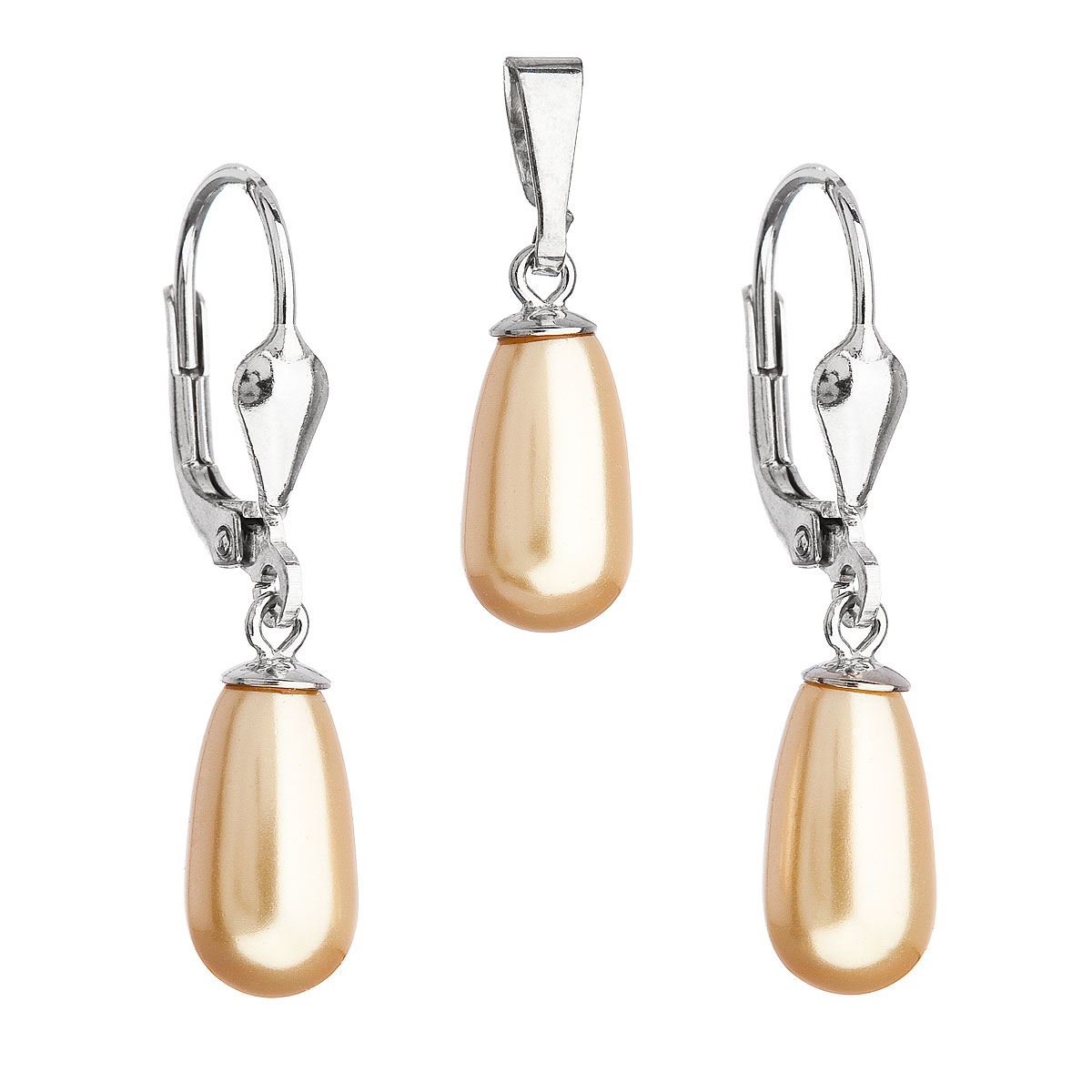 Sada šperkov s perlou Swarovski náušnice a prívesok zlatá kvapka 79007.5