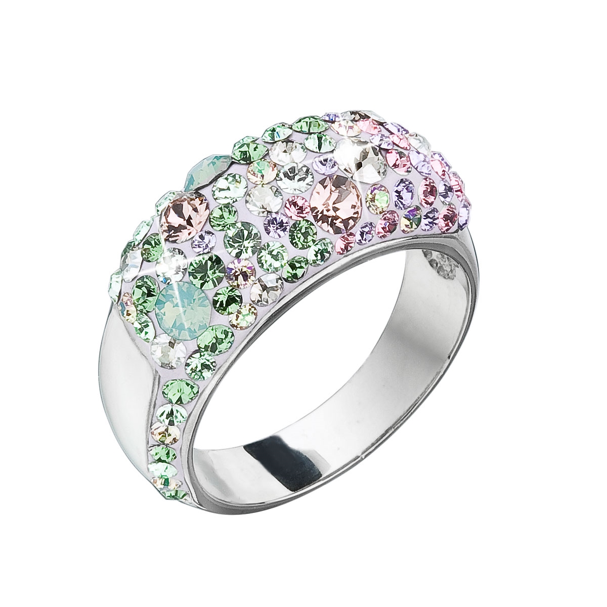 Strieborný prsteň Crystals from Swarovski ® Sakura, veľ: 52