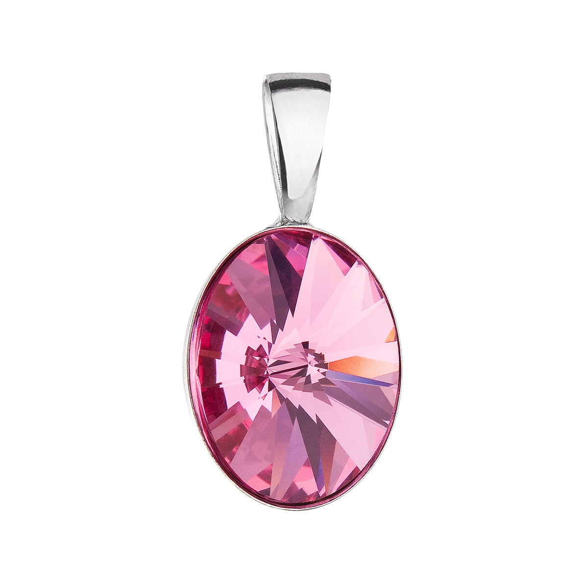 Strieborný prívesok ovál Crystals from Swarovski ® ROSE