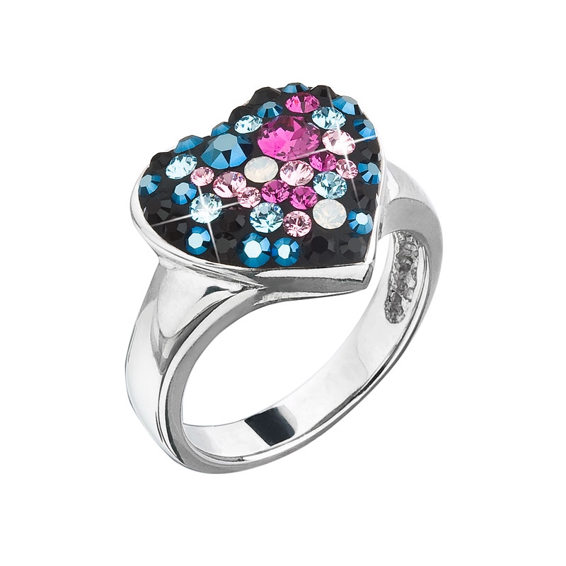 Strieborný prsteň srdce s kamienkami Crystals from Swarovski ® Galaxy