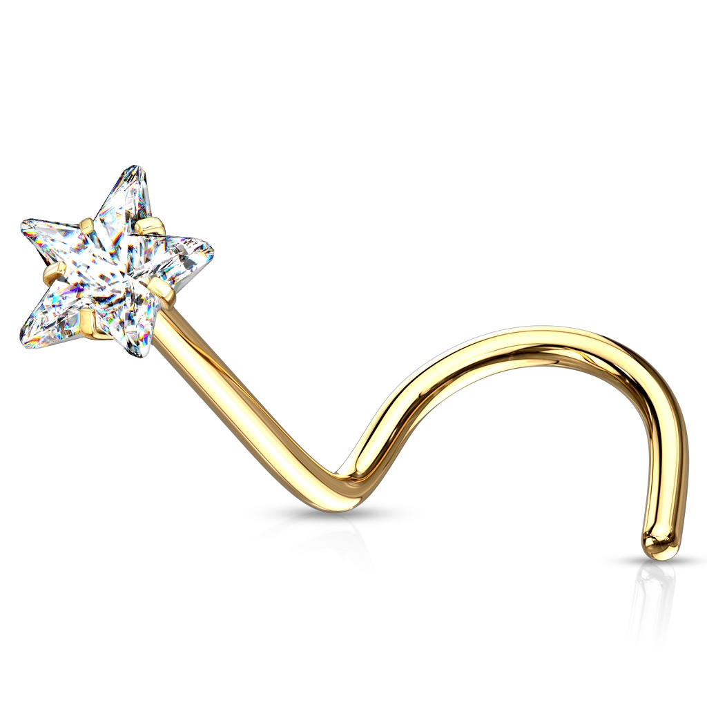Šperky4U Zlacený piercing do nosu hvězdička - N0138GD