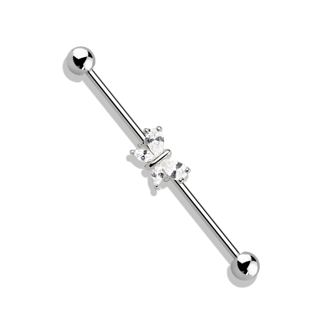 Šperky4U Industrial piercing - motýlek - ID01031-ST
