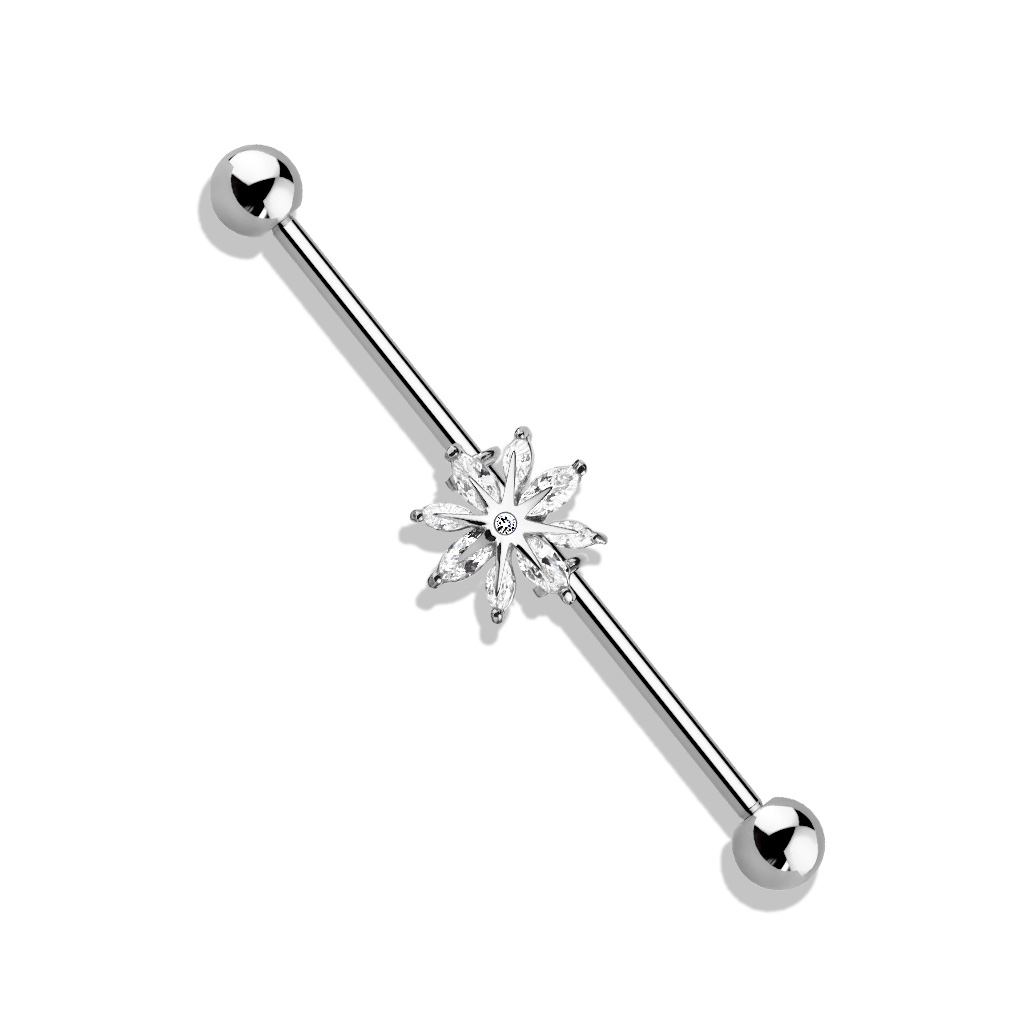 Šperky4U Industrial piercing - sněhová vločka - ID01032-ST