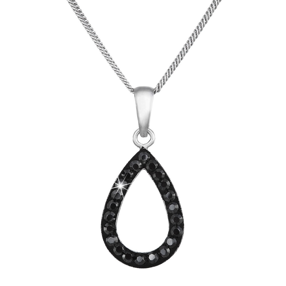 Strieborný náhrdelník s kryštálmi Swarovski čierna