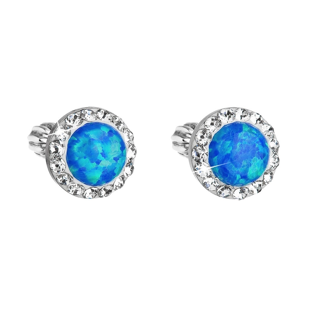 Náušnice s kamienkami Crystals from Swarovski ® modrý opál