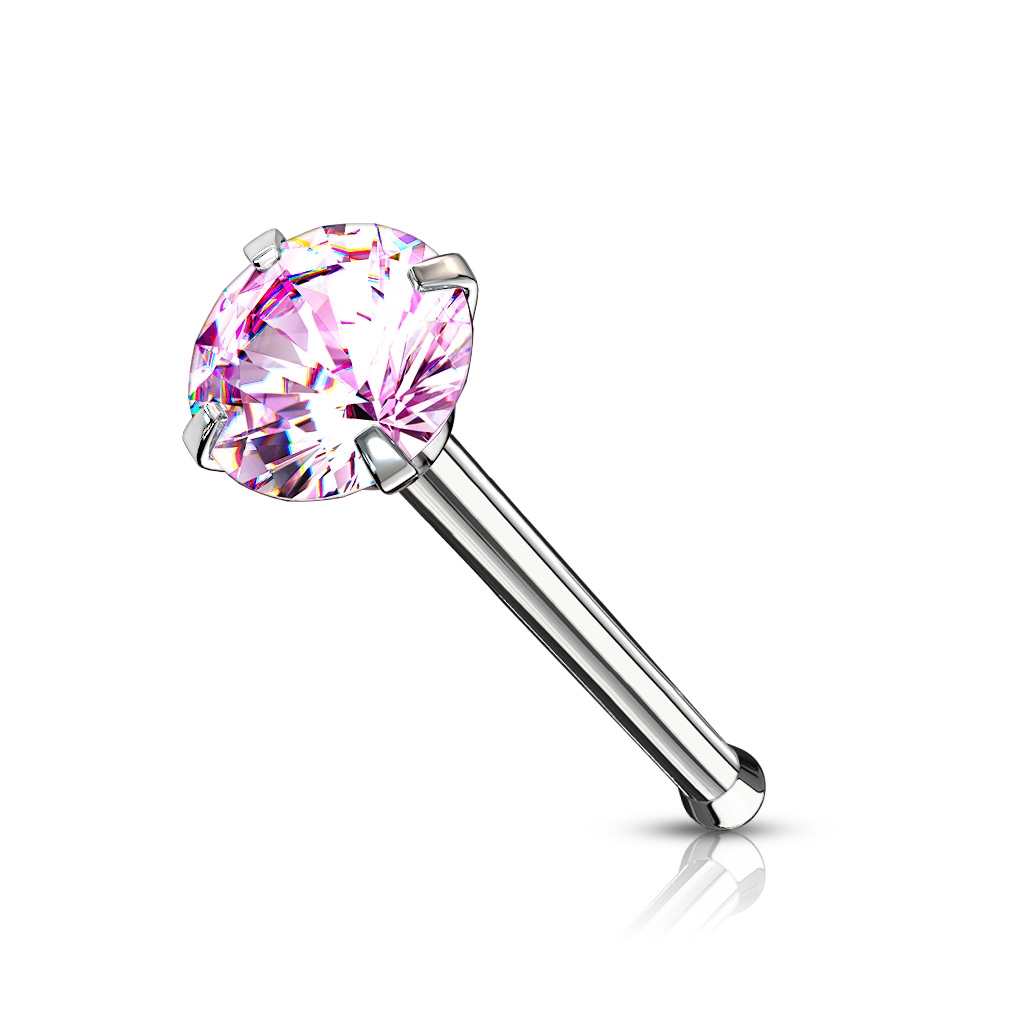 Šperky4U Piercing do nosu - růžový zirkon - N0132P-020