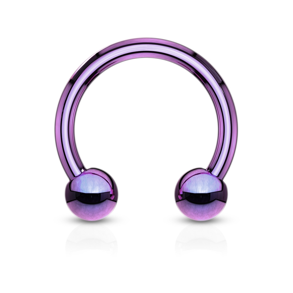 Šperky4U Piercing podkova, barva fialová - PV1001A-120833