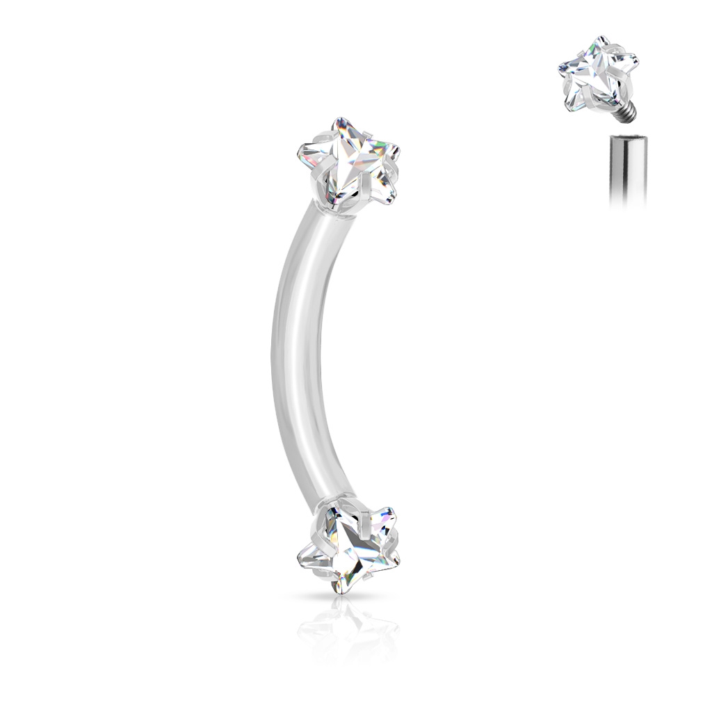 Šperky4U Piercing do obočí hvězdičky, 1,2 x 8 mm - OB0011-ST