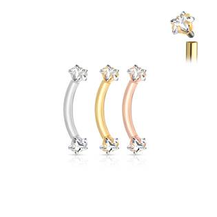 Piercing do obočí hvězdičky, 1,2 x 8 mm