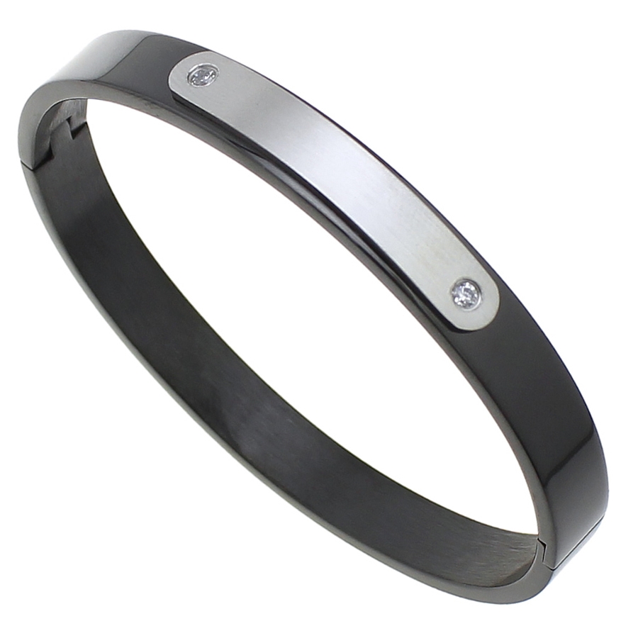 Šperky4U Černý ocelový náramek otevírací s destičkou, šíře 8 mm - OPA1475-K