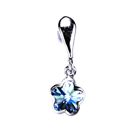 Strieborný prívesok kytička, Crystals from SWAROVSKI® Aquamarine