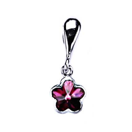 Strieborný prívesok kytička, Crystals from SWAROVSKI® Fuchsia