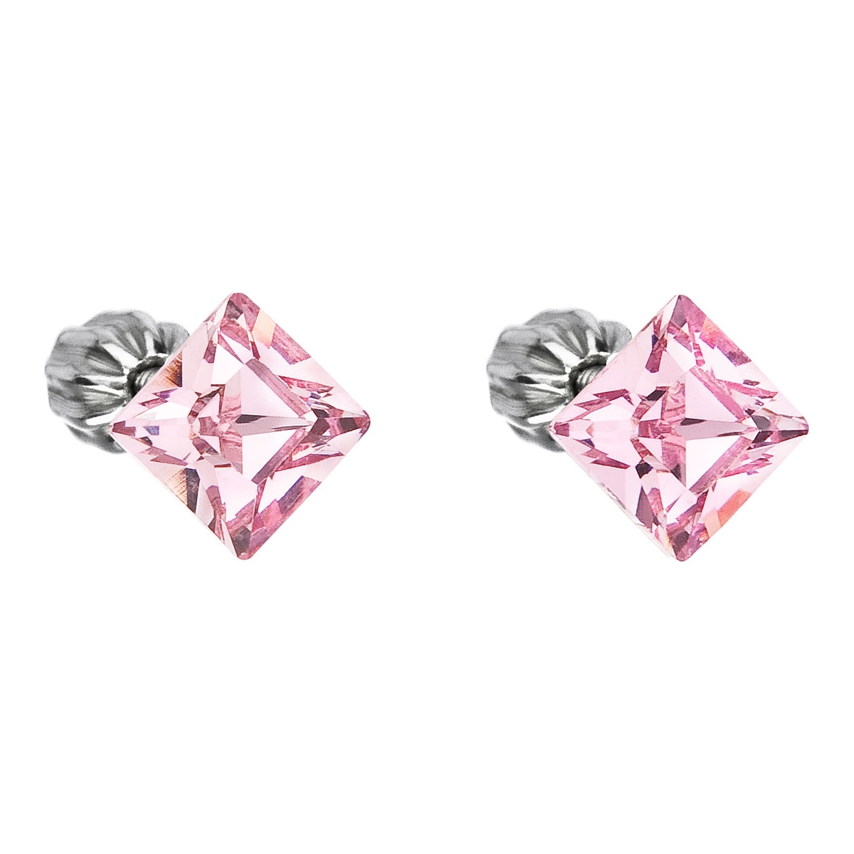 Strieborné náušnice s kryštálmi Crystals from Swarovski ®, Pink