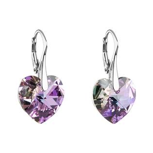 Stříbrné náušnice srdce Crystals from Swarovski®, Vitrail Light