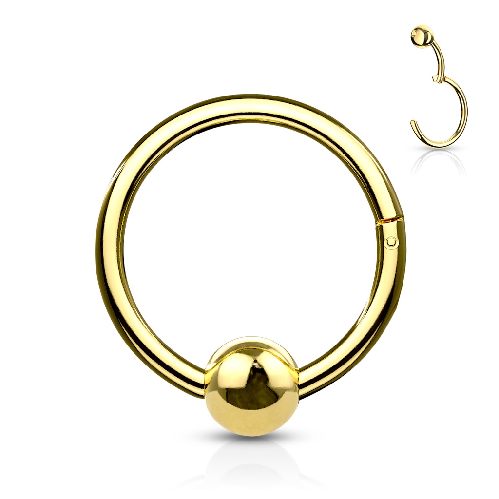 Šperky4U Piercing segment kruh s kuličkou 1,2 x 8 mm - K1040-GD