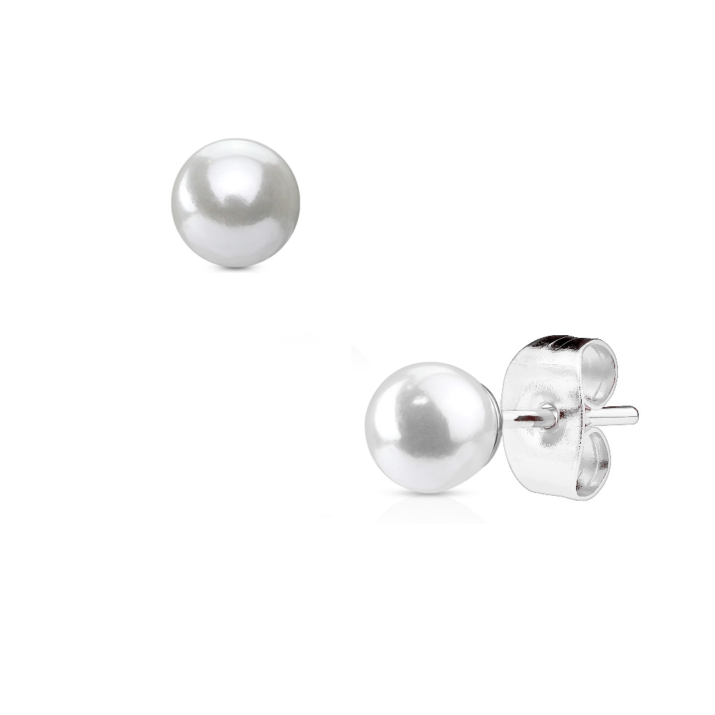 Šperky4U Ocelové náušnice s perličkami 4 mm - OPN1676-04