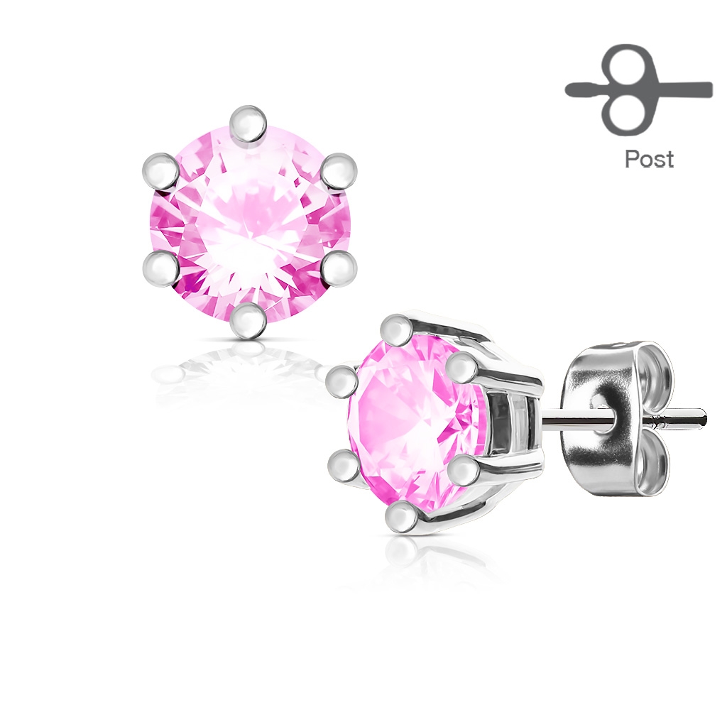 Šperky4U Náušnice růžové kamínky - OPN1674P-04