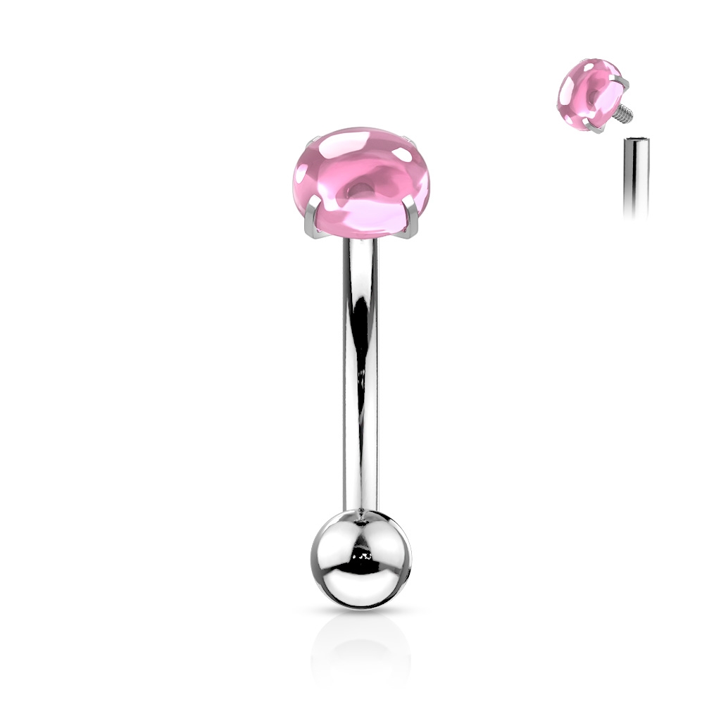 Šperky4U Piercing do obočí s kulatým kamenem - OB0012-P