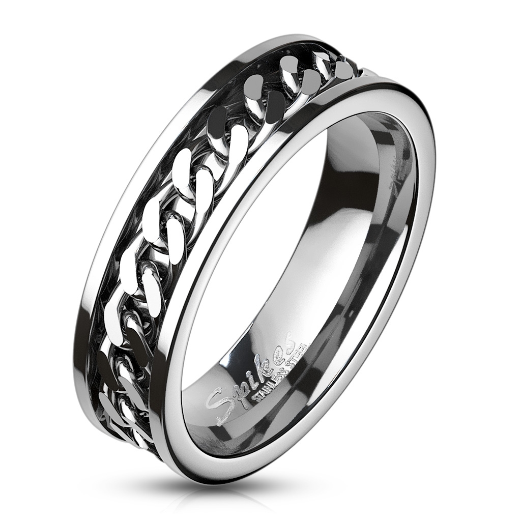 Šperky4U OPR0144 Dámský ocelový prsten řetěz - velikost 57 - OPR0144-57