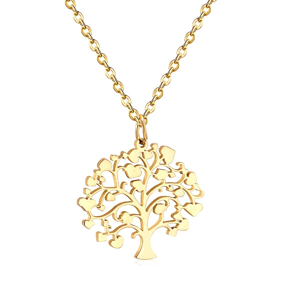 Pozlátený oceľový náhrdelník strom života