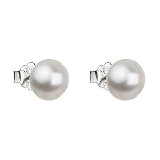 Stříbrné náušnice s perličkami Crystals from Swarovski® WHITE