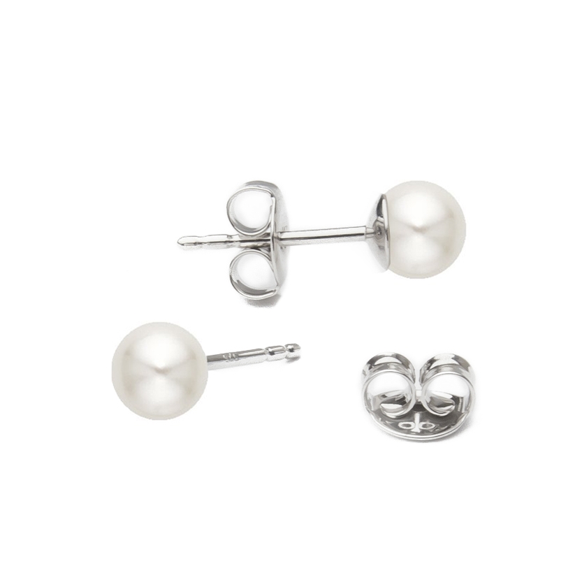 Strieborné perlové náušnice - biele perly 3 mm