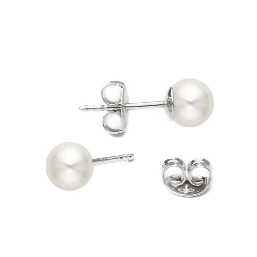 Strieborné perlové náušnice - biele perly 5 mm