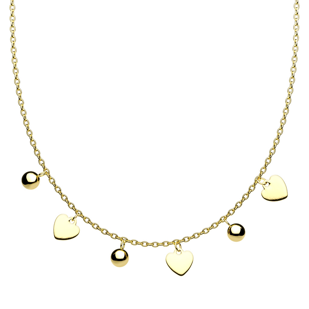 Šperky4U Zlacený ocelový náhrdelník s přívěsky - OPD0190-GD