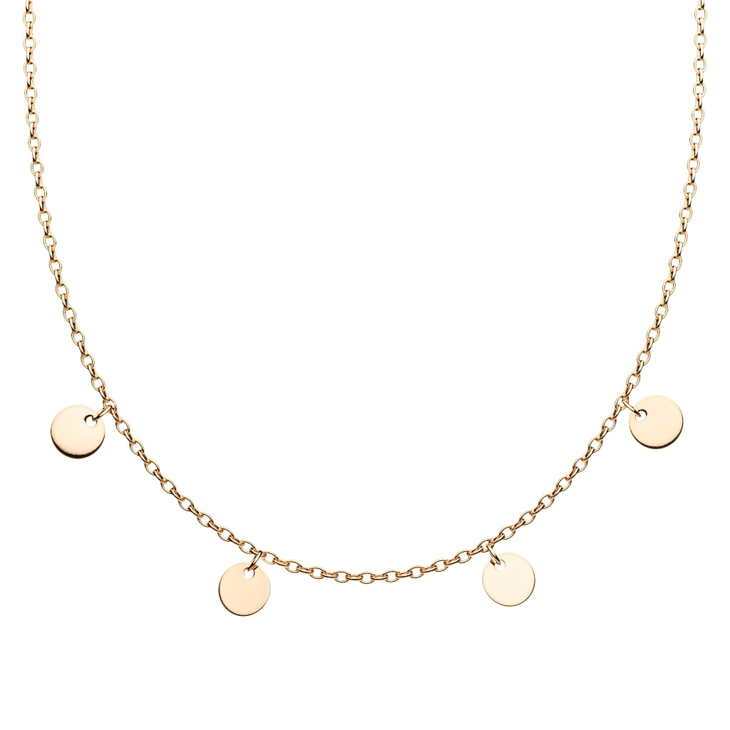 Šperky4U Zlacený ocelový náhrdelník s kulatými přívěsky - OPD0189-RD