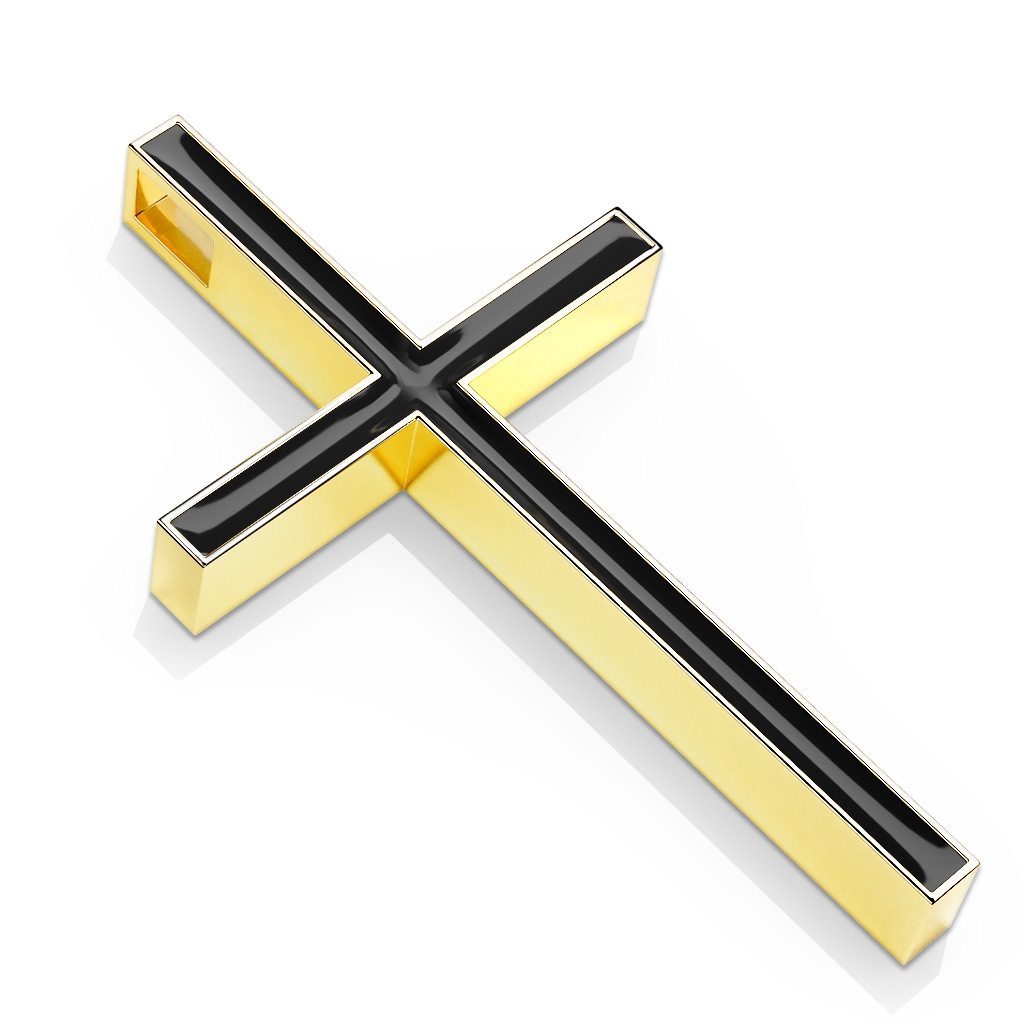 Šperky4U Zlacený ocelový přívěšek - kříž - OPP1752-GD