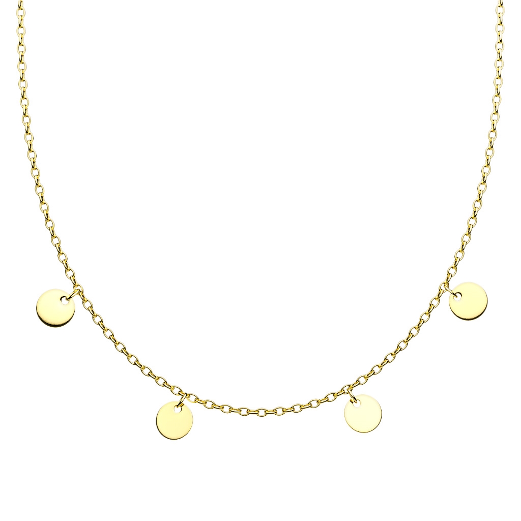 Šperky4U Zlacený ocelový náhrdelník s kulatými přívěsky - OPD0189-GD