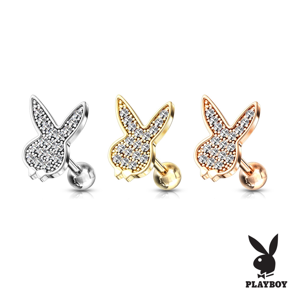 Cartilage piercing do ucha Playboy, číre zirkóny