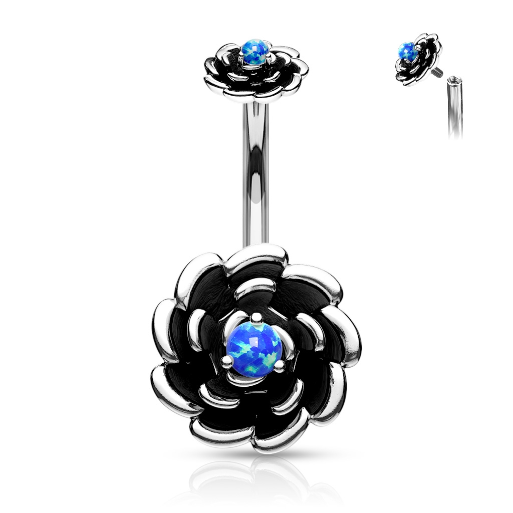 Šperky4U Piercing do pupíku Antique Rose, modrý opál - WP0043-B